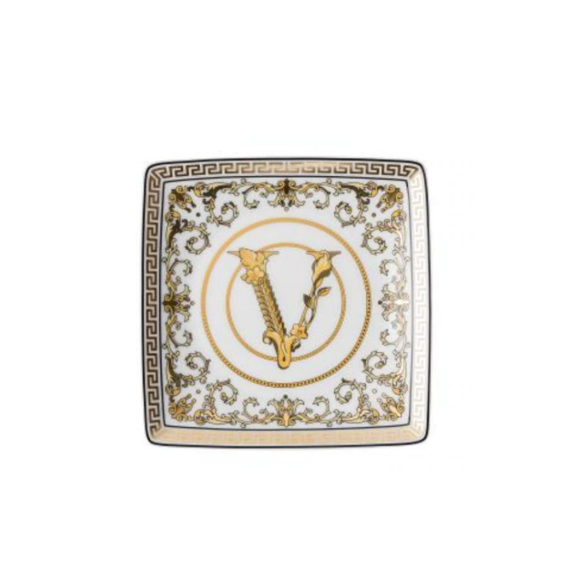 Versace Virtus White Square Dish 12cm